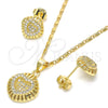 Juego de Arete y Dije de Adulto 10.156.0170 Oro Laminado, Diseño de Corazón, con Blanca Micro Pave, Pulido, Tono Dorado