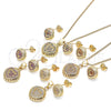 Juego de Arete y Dije de Adulto 10.156.0170 Oro Laminado, Diseño de Corazón, con Blanca Micro Pave, Pulido, Tono Dorado