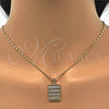 Juego de Arete y Dije de Adulto 10.156.0171 Oro Laminado, con Blanca Zirconia Cubica, Pulido, Tono Dorado