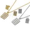 Juego de Arete y Dije de Adulto 10.156.0171 Oro Laminado, con Blanca Zirconia Cubica, Pulido, Tono Dorado