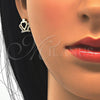 Juego de Arete y Dije de Adulto 10.156.0172 Oro Laminado, Diseño de Corona y Corazón, con Blanca Zirconia Cubica, Pulido, Tono Dorado