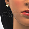 Arete Dormilona 02.156.0271 Oro Laminado, Diseño de Corazón, con Blanca Micro Pave, Pulido, Tono Dorado