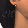 Arete Dormilona 02.156.0271 Oro Laminado, Diseño de Corazón, con Blanca Micro Pave, Pulido, Tono Dorado
