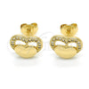 Arete Dormilona 02.156.0271 Oro Laminado, Diseño de Corazón, con Blanca Micro Pave, Pulido, Tono Dorado