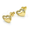 Arete Dormilona 02.156.0271 Oro Laminado, Diseño de Corazón, con Blanca Micro Pave, Pulido, Tono Dorado