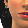 Arete Dormilona 02.156.0278 Oro Laminado, Diseño de Corazón, con Blanca Micro Pave, Pulido, Tono Dorado