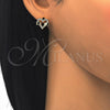 Arete Dormilona 02.156.0278 Oro Laminado, Diseño de Corazón, con Blanca Micro Pave, Pulido, Tono Dorado
