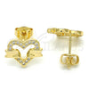Arete Dormilona 02.156.0278 Oro Laminado, Diseño de Corazón, con Blanca Micro Pave, Pulido, Tono Dorado