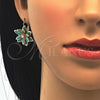 Arete Gancho Frances 02.64.0638 Oro Laminado, Diseño de Flor, con Turquoise and Blanca Cristal, Pulido, Tono Dorado