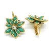 Arete Gancho Frances 02.64.0638 Oro Laminado, Diseño de Flor, con Turquoise and Blanca Cristal, Pulido, Tono Dorado