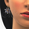 Arete Gancho Frances 02.64.0638.1 Oro Laminado, Diseño de Flor, con Zafiro Azul and Blanca Cristal, Pulido, Tono Dorado