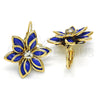 Arete Gancho Frances 02.64.0638.1 Oro Laminado, Diseño de Flor, con Zafiro Azul and Blanca Cristal, Pulido, Tono Dorado