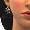 Arete Gancho Frances 02.64.0638.3 Oro Laminado, Diseño de Flor, con Verde and Blanca Cristal, Pulido, Tono Dorado