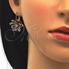 Arete Gancho Frances 02.64.0638.5 Oro Laminado, Diseño de Flor, con Multicolor Cristal, Pulido, Tono Dorado