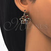 Arete Gancho Frances 02.64.0638.5 Oro Laminado, Diseño de Flor, con Multicolor Cristal, Pulido, Tono Dorado