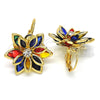Arete Gancho Frances 02.64.0638.5 Oro Laminado, Diseño de Flor, con Multicolor Cristal, Pulido, Tono Dorado