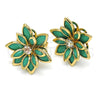Arete Dormilona 02.64.0639 Oro Laminado, Diseño de Flor, con Turquoise and Blanca Cristal, Pulido, Tono Dorado
