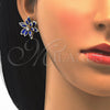 Arete Dormilona 02.64.0639.1 Oro Laminado, Diseño de Flor, con Zafiro Azul and Blanca Cristal, Pulido, Tono Dorado