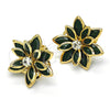 Arete Dormilona 02.64.0639.3 Oro Laminado, Diseño de Flor, con Verde and Blanca Cristal, Pulido, Tono Dorado