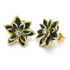 Arete Dormilona 02.64.0639.3 Oro Laminado, Diseño de Flor, con Verde and Blanca Cristal, Pulido, Tono Dorado