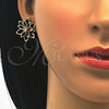 Arete Dormilona 02.64.0639.4 Oro Laminado, Diseño de Flor, con Negro Cristal and Blanca Zirconia Cubica, Pulido, Tono Dorado