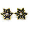 Arete Dormilona 02.64.0639.4 Oro Laminado, Diseño de Flor, con Negro Cristal and Blanca Zirconia Cubica, Pulido, Tono Dorado