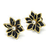 Arete Dormilona 02.64.0639.4 Oro Laminado, Diseño de Flor, con Negro Cristal and Blanca Zirconia Cubica, Pulido, Tono Dorado