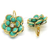 Arete Gancho Frances 02.64.0640 Oro Laminado, Diseño de Flor, con Turquoise and Blanca Cristal, Pulido, Tono Dorado