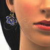 Arete Gancho Frances 02.64.0640.1 Oro Laminado, Diseño de Flor, con Zafiro Azul and Blanca Cristal, Pulido, Tono Dorado