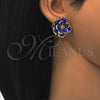 Arete Dormilona 02.64.0641.1 Oro Laminado, Diseño de Flor, con Zafiro Azul and Blanca Cristal, Pulido, Tono Dorado