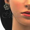 Arete Dormilona 02.64.0641.3 Oro Laminado, Diseño de Flor, con Verde and Blanca Cristal, Pulido, Tono Dorado