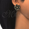 Arete Dormilona 02.64.0641.3 Oro Laminado, Diseño de Flor, con Verde and Blanca Cristal, Pulido, Tono Dorado