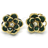 Arete Dormilona 02.64.0641.3 Oro Laminado, Diseño de Flor, con Verde and Blanca Cristal, Pulido, Tono Dorado