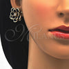 Arete Dormilona 02.64.0641.4 Oro Laminado, Diseño de Flor, con Negro and Blanca Cristal, Pulido, Tono Dorado