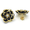 Arete Dormilona 02.64.0641.4 Oro Laminado, Diseño de Flor, con Negro and Blanca Cristal, Pulido, Tono Dorado
