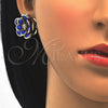 Juego de Arete y Dije de Adulto 10.64.0156.2 Oro Laminado, Diseño de Flor, con Zafiro Azul and Blanca Cristal, Pulido, Tono Dorado
