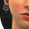 Juego de Arete y Dije de Adulto 10.64.0156.4 Oro Laminado, Diseño de Flor, con Negro and Blanca Cristal, Pulido, Tono Dorado