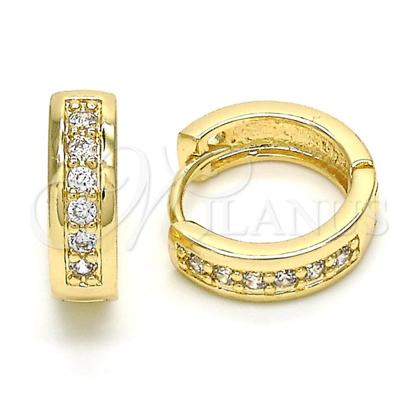Argolla Huggie 02.156.0284.15 Oro Laminado, con Blanca Zirconia Cubica, Pulido, Tono Dorado