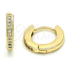 Argolla Huggie 02.156.0286.15 Oro Laminado, con Blanca Micro Pave, Pulido, Tono Dorado