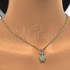 Collares con Dije 04.156.0139.20 Oro Laminado, Diseño de Búho, con Rubi and Blanca Zirconia Cubica, Pulido, Tono Dorado (02 MM Thickness, 20 Inches Length)