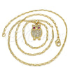 Collares con Dije 04.156.0139.20 Oro Laminado, Diseño de Búho, con Rubi and Blanca Zirconia Cubica, Pulido, Tono Dorado (02 MM Thickness, 20 Inches Length)