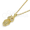 Collares con Dije 04.156.0141.20 Oro Laminado, Diseño de Búho, con Zirconia Cubica Granate y Micro Pave Blanca, Pulido, Tono Dorado (Grosor 02 MM, 20 Pulgadas de Largo)