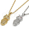 Collares con Dije 04.156.0141.20 Oro Laminado, Diseño de Búho, con Zirconia Cubica Granate y Micro Pave Blanca, Pulido, Tono Dorado (Grosor 02 MM, 20 Pulgadas de Largo)