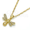 Collares con Dije 04.156.0144.18 Oro Laminado, Diseño de Abeja, con Blanca Micro Pave, Pulido, Tono Dorado (0.50 Gauge, 02 MM Thickness, 18 Inches Length)