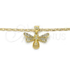 Collares con Dije 04.156.0144.18 Oro Laminado, Diseño de Abeja, con Blanca Micro Pave, Pulido, Tono Dorado (0.50 Gauge, 02 MM Thickness, 18 Inches Length)