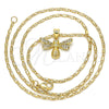 Collares con Dije 04.156.0144.18 Oro Laminado, Diseño de Abeja, con Blanca Micro Pave, Pulido, Tono Dorado (0.50 Gauge, 02 MM Thickness, 18 Inches Length)