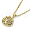 Collares con Dije 04.156.0147.20 Oro Laminado, Diseño de Luna, con Blanca Zirconia Cubica, Pulido, Tono Dorado (02 MM Thickness, 20 Inches Length)