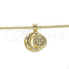 Collares con Dije 04.156.0147.20 Oro Laminado, Diseño de Luna, con Blanca Zirconia Cubica, Pulido, Tono Dorado (02 MM Thickness, 20 Inches Length)
