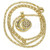 Collares con Dije 04.156.0147.20 Oro Laminado, Diseño de Luna, con Blanca Zirconia Cubica, Pulido, Tono Dorado (02 MM Thickness, 20 Inches Length)