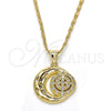 Collares con Dije 04.156.0147.20 Oro Laminado, Diseño de Luna, con Blanca Zirconia Cubica, Pulido, Tono Dorado (02 MM Thickness, 20 Inches Length)